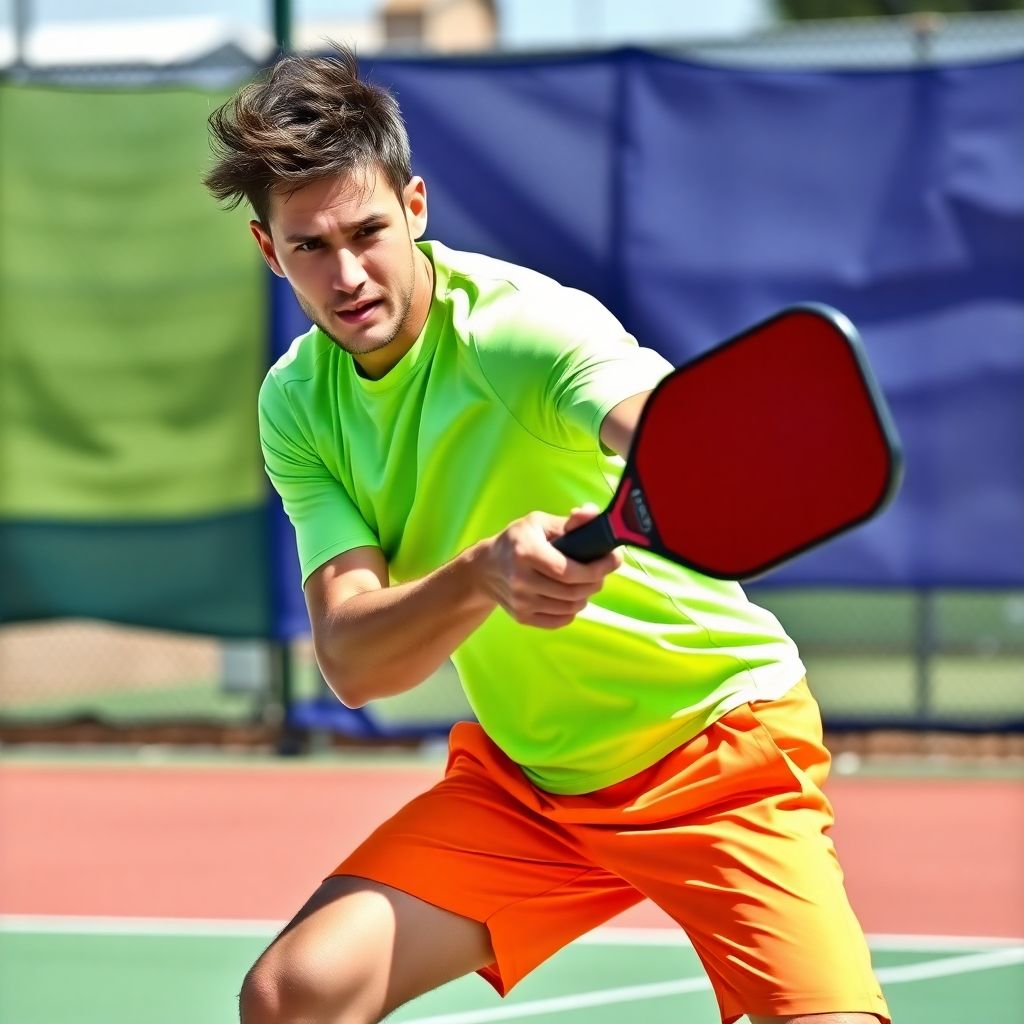 Pickleball player executing a precise shot on the court.