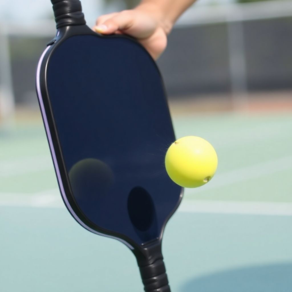 Player executing a drop shot in pickleball.