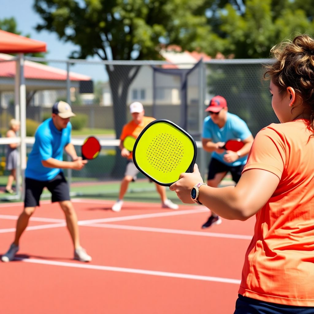 Action-packed pickleball match highlighting player skill and control.