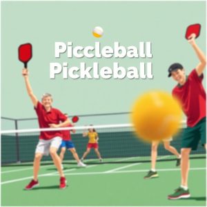 Two pickleball players competing on a vibrant outdoor court.