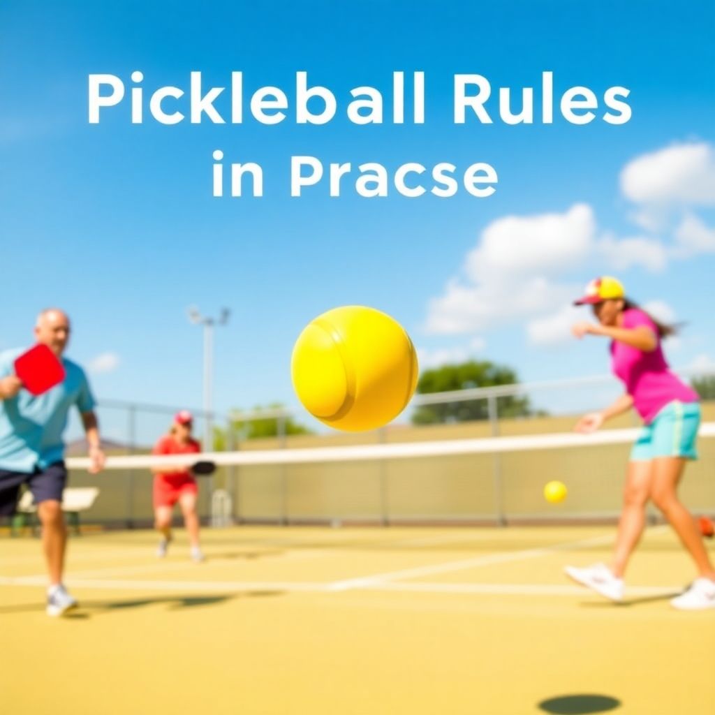 Players actively engaged in a game of pickleball outdoors.