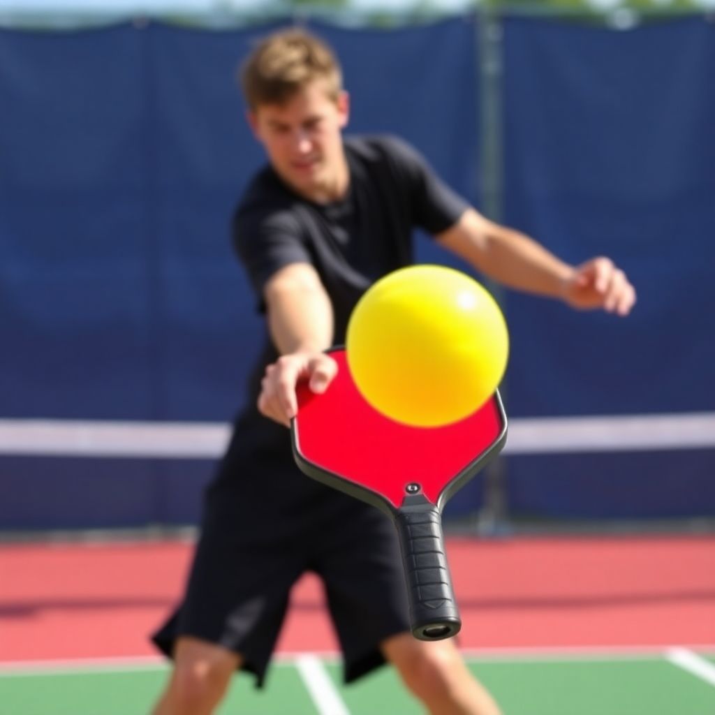 Player hitting a precise pickleball shot on the court.