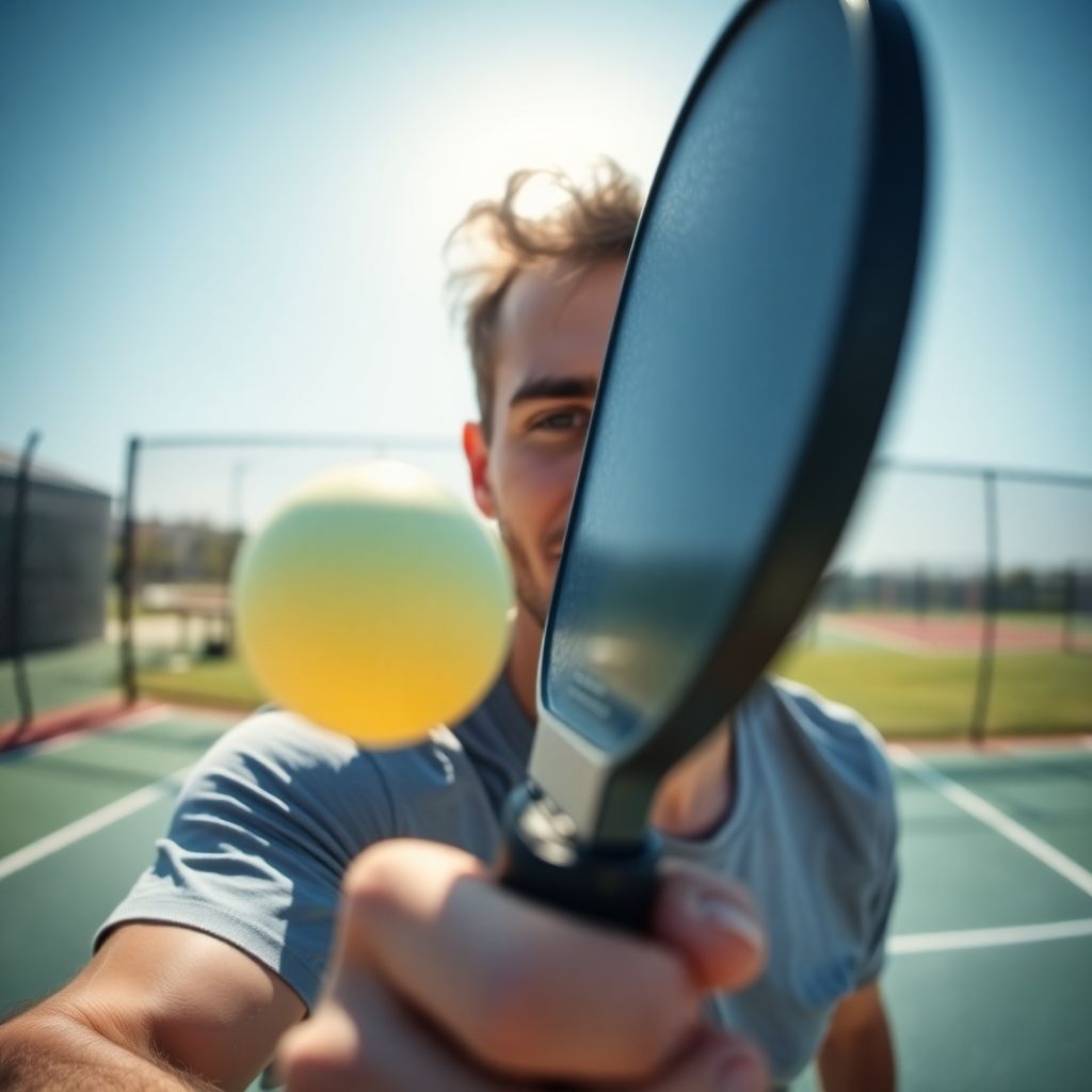 Pickleball player hitting forehand volley
