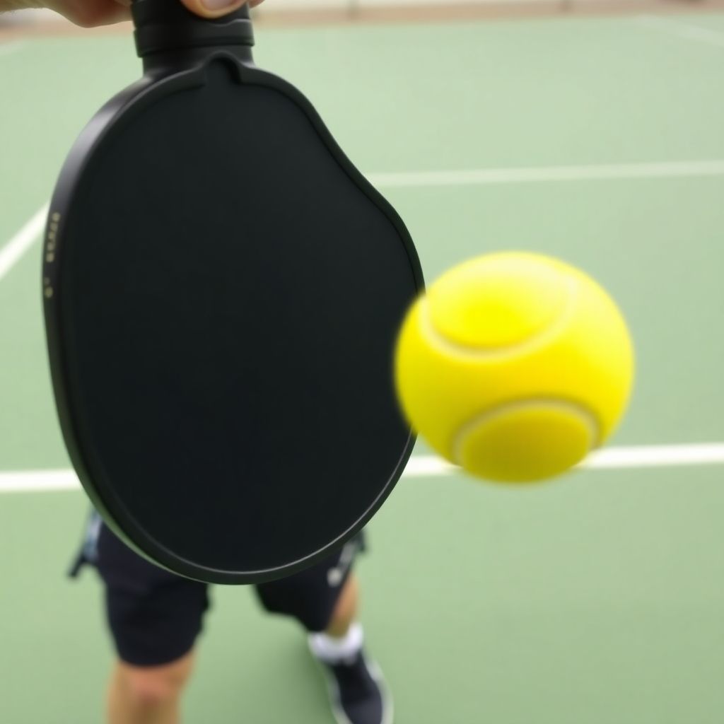 Pickleball player hitting a low dink shot.